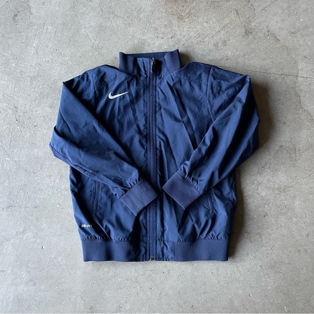 Nike Dri-Fit Trainer Full-Zip Dark Navy Jacket W/Embroidered Logo XS Youth/Kids